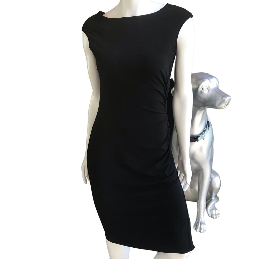 Shape FX Snap Side Slit Black Fitted Dress Women's Size 6
